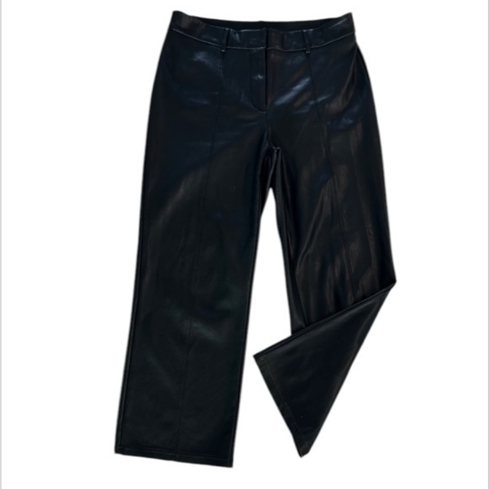 7FAMK vegan faux leather wide leg pants size medium black